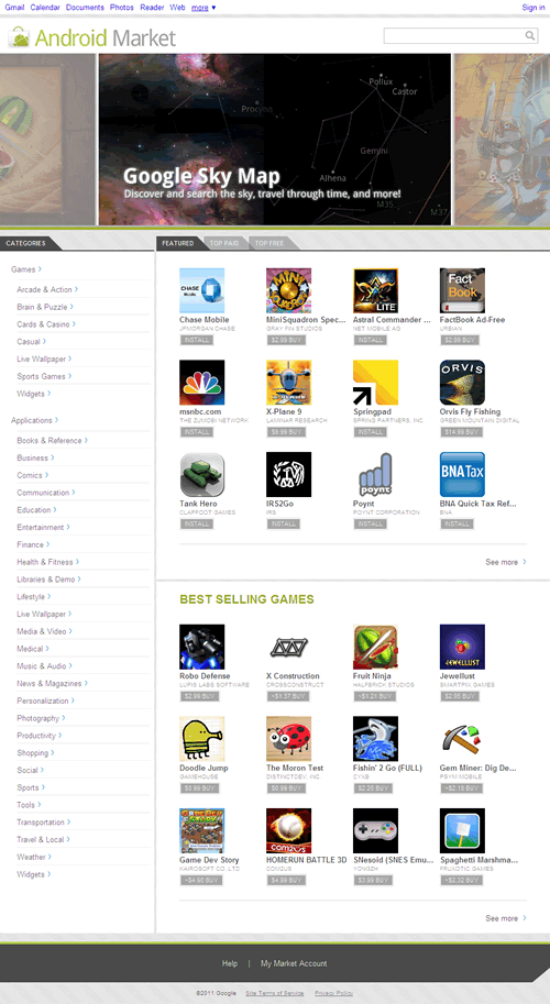 Android Market Home